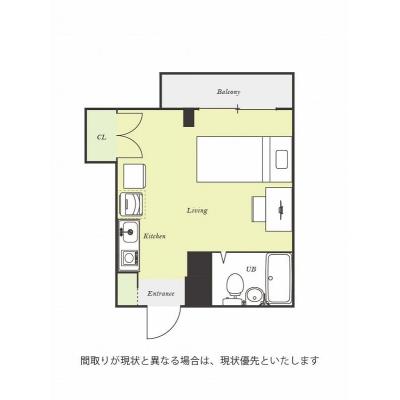 ユニオンマンスリー天王台１　303　1R・シングル☆人気の角部屋♪安心のオートロック付き♪デスクとチェアのあるお部屋♪の物件間取り図