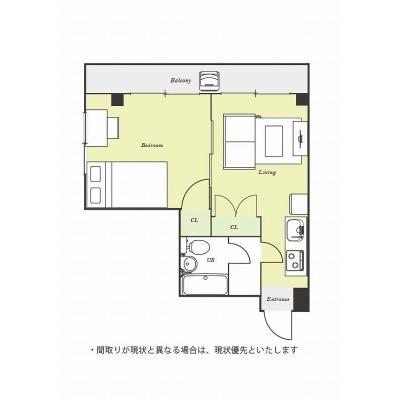 ユニオンマンスリー横浜反町２　101　1DK・セミダブル☆広々１DK＆角部屋！二人掛けソファ付き♪■東急東横線「反町駅」徒歩7分の物件間取り図