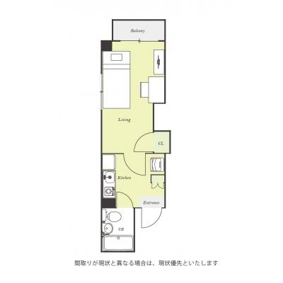 ユニオンマンスリー坂戸３　402　1K・シングル☆人気の角部屋＆２面採光♪デスクとチェアのあるお部屋♪東武東上線「坂戸駅」徒歩3分の物件間取り図