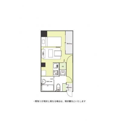 ユニオンマンスリー東京浅草１　703　1R・シングル☆【禁煙ルーム】■バストイレ別♪■東京メトロ銀座線「浅草駅」徒歩1分の間取り図