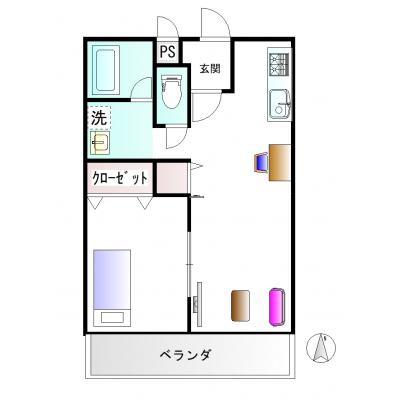 グランマンスリー佐野堀米町R202【2名入居可能！Wi-Fi無料！】の物件間取り図