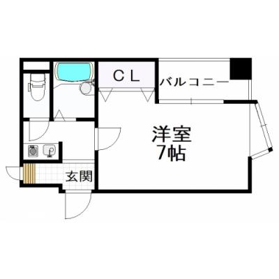 ◆パシオン阪神尼崎４【ネット無料(Wi-Fi対応)・尼崎駅徒歩７分！敷地内駐車場あり！風呂・トイレ別・オートロック・エレベーター有り】の間取り図