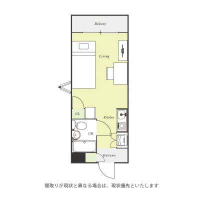 ユニオンマンスリー狭山市１　401　1R・シングル☆人気の角部屋♪デスク・チェア完備/埼玉石心会病院まで徒歩約4分の間取り図