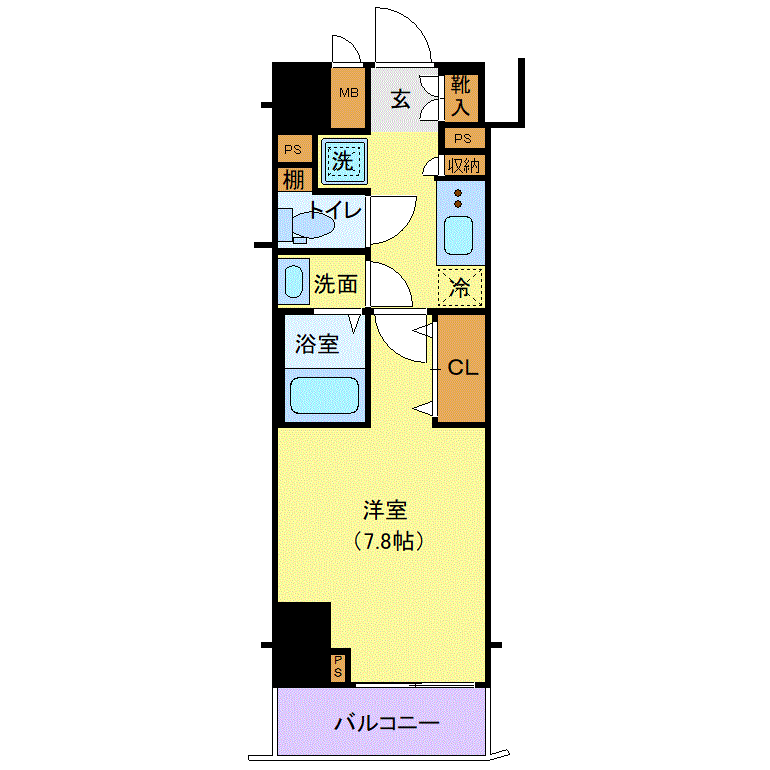 グッドステイ白金高輪NORTHグリーンヴェール□『禁煙ルーム・25平米・独立洗面・浴室乾燥付』【ハイクラス】の間取り図