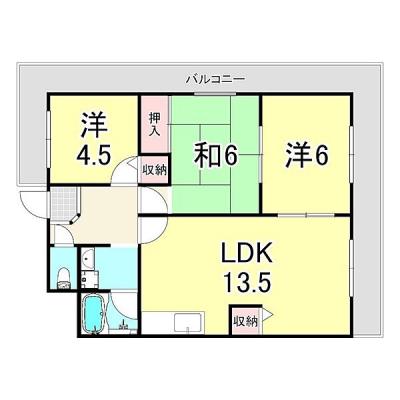 ◆パシオン尼崎ファミリー２【３LDKファミリータイプ・洗浄便座・風呂トイレ別・ネット無料(Wi-Fi対応)】の物件間取り図