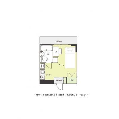 ユニオンマンスリー南多摩レジデンス１　309　1R・シングル☆【禁煙ルーム】◆インターネット固定回線（有線・Wi-Fi）無料の部屋◆オートロック完備の間取り図