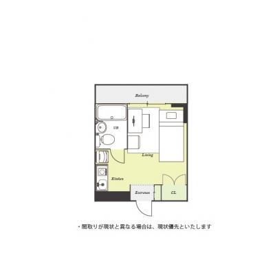 ユニオンマンスリー南多摩レジデンス１　609　1R・シングル☆【禁煙ルーム】◆インターネット固定回線（有線・Wi-Fi）無料の部屋◆人気の角部屋♪の間取り図