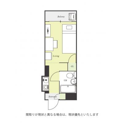 ユニオンマンスリー朝霞４　403　1R・シングル☆◆インターネット固定回線（有線・Wi-Fi）無料の部屋◆東武東上線から徒歩＆和光市駅へ1駅/人気の角部屋♪の間取り図
