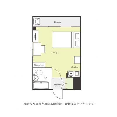 ●2026年4月4日から入居可●ユニオンマンスリー新八柱１　203　1R・セミダブル☆人気の角部屋♪デスク・チェア完備＆洗濯機や冷蔵庫など生活家電のあるお部屋の間取り図