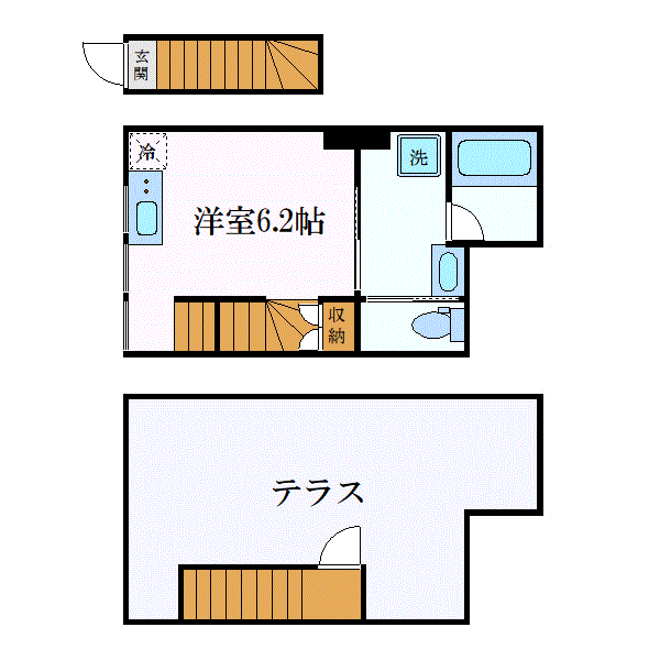 マンスリーリブマックス総武線・新検見川テラス▽『禁煙ルーム・専用屋上テラス』【追い焚き機能・浴室乾燥ミストサウナ付】≪エクセレントシリーズ≫の物件間取り図