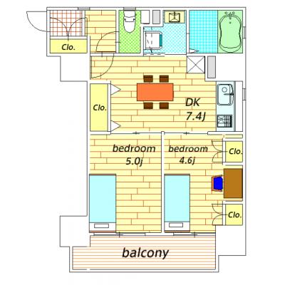 【設備充実の広め2DKタイプ🏠】エムソニア2号室　マルエツ、セブンイレブン徒歩1分！！アクセス良好JR蒲田駅10分以内★自転車置場無料🚲インターネット無料💻　法人ファミリーの方大歓迎‼の間取り図
