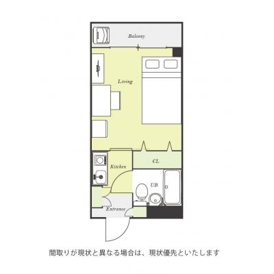 ユニオンマンスリー新京成鎌ヶ谷１　302　1K・セミダブル☆デスク・チェア完備♪モニター付きインターフォン完備！の間取り図