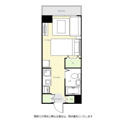 ユニオンマンスリー立川１　413　1R・セミダブル・くつろぎstyle☆立川駅周辺の徒歩通勤におすすめ！休日は昭和記念公園で散歩！の物件間取り図
