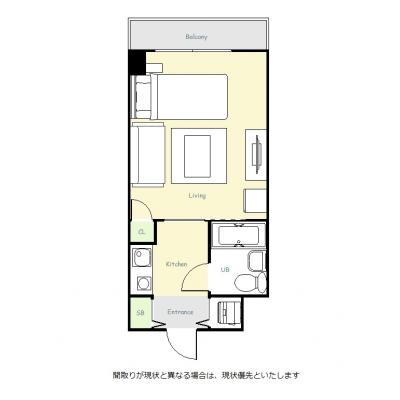 ユニオンマンスリー横浜吉野町７　906　1K・シングル・くつろぎstyle☆◆インターネット（有線）無料の部屋◆の間取り図