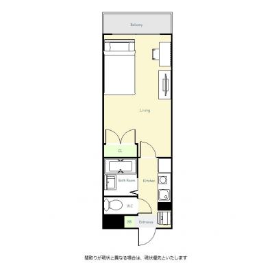 ユニオンマンスリー多摩センター１　403　1K・セミダブル☆多摩センター周辺の通勤通学におススメ！八王子エリア町田エリアへのアクセスも！の間取り図