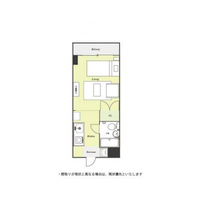 ユニオンマンスリー本厚木２　410　1R・シングル☆【禁煙ルーム】家具家電付きのお部屋/小田急小田原線利用で新宿まで乗換なしの間取り図