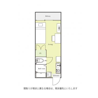 ●2026年4月18日から入居可●ユニオンマンスリー谷塚１　202　1R・シングル☆人気のバストイレ別♪女性も安心の室内洗濯機＆モニター付きインターフォン完備♪の間取り図