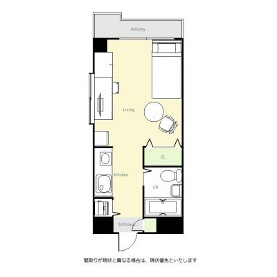 ユニオンマンスリー千葉本八幡１　215　1R・シングル☆◆インターネット固定回線(有線・Wi-Fi)無料の部屋◆デスク＆チェア付きの物件間取り図