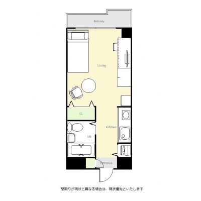 ユニオンマンスリー千葉本八幡１　408　1R・シングル☆◆インターネット固定回線(有線・Wi-Fi)無料の部屋◆デスク＆チェア付きの物件間取り図