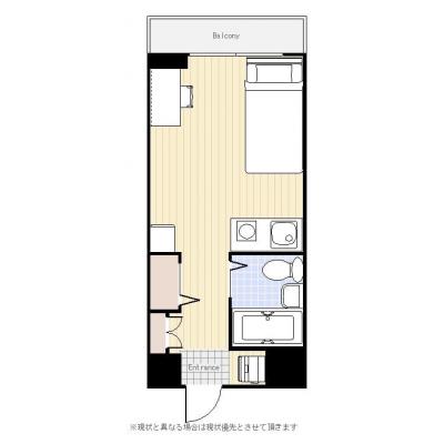 ユニオンマンスリー桜木町２　612　1R・シングル☆■上層階で眺めのいいお部屋♪安心のオートロック完備＆室内洗濯機・デスク＆チェア付きの間取り図