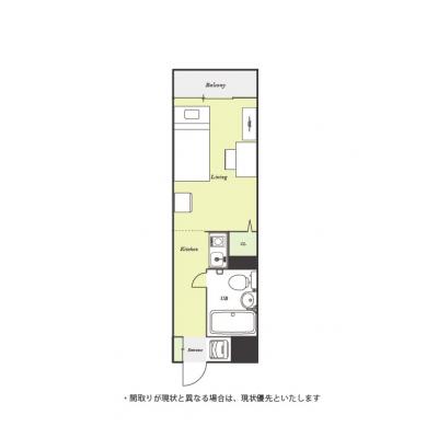 ユニオンマンスリー横浜・白楽１　206　1R・シングル☆オートロック完備♪デスク・チェアのあるお部屋の間取り図