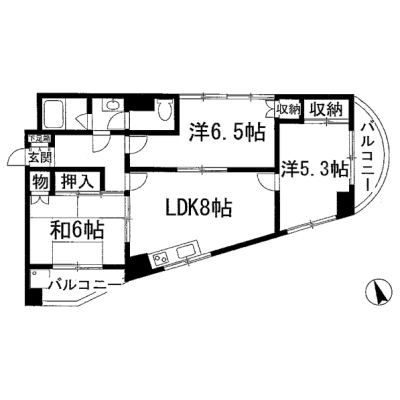 【オレンジマンスリー逆瀬川】♪♪新規オープン,大型ファミリー向け物件3LDK,室内リフォーム済み♪♪禁煙ルーム♪♪の物件間取り図