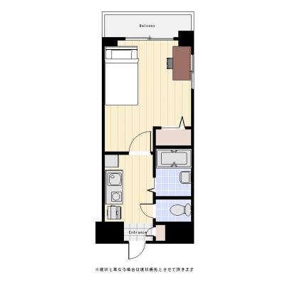 ユニオンマンスリー日本橋箱崎２　506　1K・セミダブル☆◆インターネット固定回線（有線）無料の部屋◆東京メトロ半蔵門線「水天宮前駅」徒歩３分♪東京メトロ東西線＆日比谷線「茅場町駅」も徒歩11分♪の間取り図