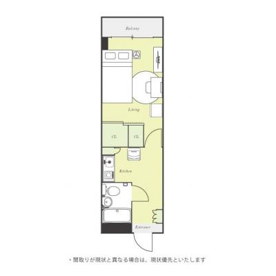 ユニオンマンスリー北柏駅前１　305　1K・セミダブル☆【駅近1分！】JR常磐線北柏駅/女性に嬉しいモニター付きインターフォン＆ドレッサーのあるお部屋の間取り図