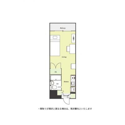 ユニオンマンスリー幕張本郷フルール１　1006　1R・シングル☆【禁煙ルーム】◆インターネット固定回線（有線）無料の部屋◆一棟複数室ありで法人もまとめて入居可♪安心のオートロック＆宅配BOX完備の間取り図