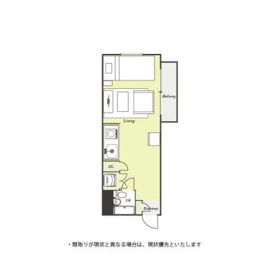 ユニオンマンスリー伊勢原１　306　1R・シングル☆人気の角部屋物件。小田急小田原線「伊勢原駅」まで徒歩圏内。駅前には深夜まで営業の「相鉄ローゼン　伊勢原駅前店」もあの間取り図