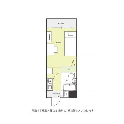 ユニオンマンスリー船橋法典２　A203　1R・シングル☆◆インターネット固定回線（有線・Wi-Fi）無料の部屋◆テレワークや勉強におすすめデスク・チェア＆室内洗濯機の物件間取り図