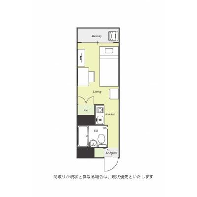 ユニオンマンスリー大倉山５　207　1R・シングル☆デスク・チェアあり＆洗濯機や冷蔵庫など生活家電完備/東急東横線沿線、横浜駅や元町・中華街駅へダイレクトアクセス/の物件間取り図