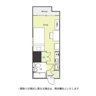 ユニオンマンスリー千歳船橋２　206　1R・シングル☆人気の角部屋物件！人気の角部屋物件！デスク・チェア＆生活家電のあるお部屋の物件間取り図