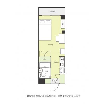 ユニオンマンスリー東門前１　201　1R・セミダブル☆人気の角部屋＆デスク・チェア完備♪建物ALあり/徒歩3分にはホームセンター・島忠ホームズ内にディスカウントストアの間取り図