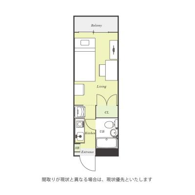 ユニオンマンスリー井荻１　205　1R・シングル☆人気の角部屋！安心の建物AL＆宅配ボックス＆モニター付きインターフォン＆室内洗濯機完備♪デスク・チェアのあるお部屋の物件間取り図