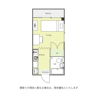 ●2026年4月25日から入居可●ユニオンマンスリー鶴川３　110　1R・シングル☆人気の角部屋＆2面採光♪デスク・チェア完備＆室内洗濯機など生活家電のあるお部屋/小田急小田原線利用で玉川学園前駅までの間取り図
