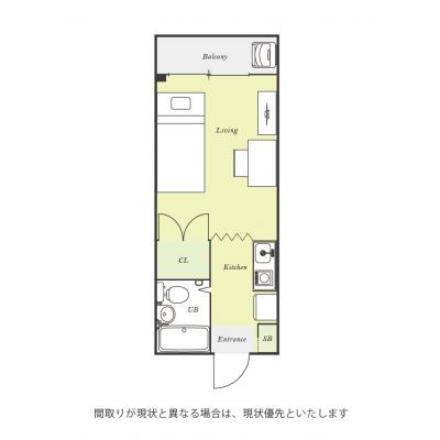 ●2026年5月4日から入居可●ユニオンマンスリー柿生３　214　1R・シングル☆人気の角部屋♪洗濯機や掃除機など生活家電完備！デスク・チェアのあるお部屋/小田急小田原線利用で、新百合ヶ丘駅まで1駅の間取り図