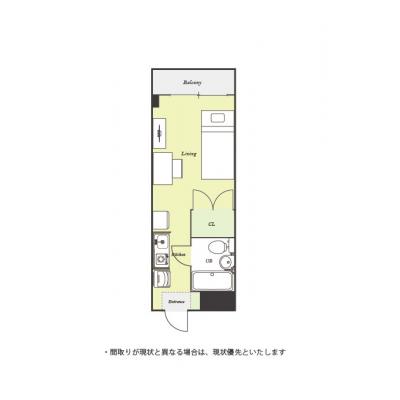 ユニオンマンスリー千葉天台１　303　1R・シングル☆嬉しいたっぷり収納付き。物件近くにコンビニもあり便利♪千葉駅まで乗り換えなしでアクセス可能の間取り図