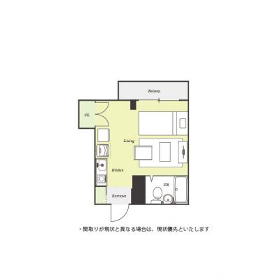 ユニオンマンスリー天王台１　203　1R・シングル☆【禁煙ルーム】一人掛けソファ＆2ドア冷蔵庫・室内洗濯機などの家具家電付き♪JR常磐線とJR成田線沿線の物件間取り図