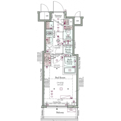 【TM品川CROSSIA/SD1】セミダブル・京急本線　北品川・新馬場徒歩5分・Wi-Fi無制限無料の間取り図