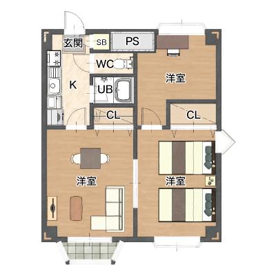 レントライフマンスリー松本市かりがねサッカー場Bの物件間取り図