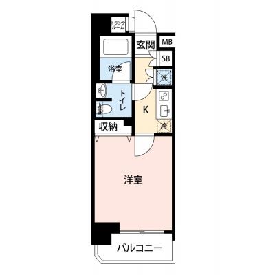 【🎉初期費用オフ｜お得なキャンペーン】【禁煙🚭/Wi-Fi無料🌐】マイナビSTAY築地駅南 404｜聖路加国際病院周辺の物件間取り図