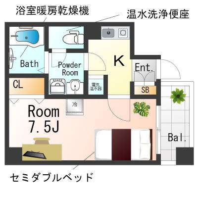 ★Sステイ神戸元町通★神戸大丸・南京町近く★洗面脱衣所付き★浴室暖房乾燥機・温水洗浄便座など設備充実★の間取り図
