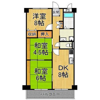 ◆パシオン伊丹ファミリー１【ネット無料(Wi-Fi対応)・４名まで入居可能！宅配ＢＯＸあり！】の間取り図