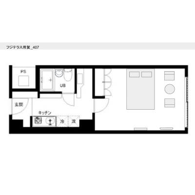 アクセス良し！世田谷区の好立地マンション！家具家電完備！フジテラス用賀407の物件間取り図