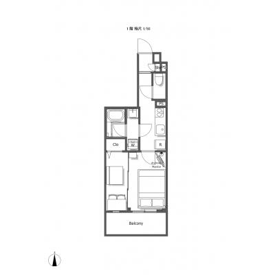駅チカ/新生活/家電充実/デスク＆チェア/ KISETSU早稲田I 202の物件間取り図