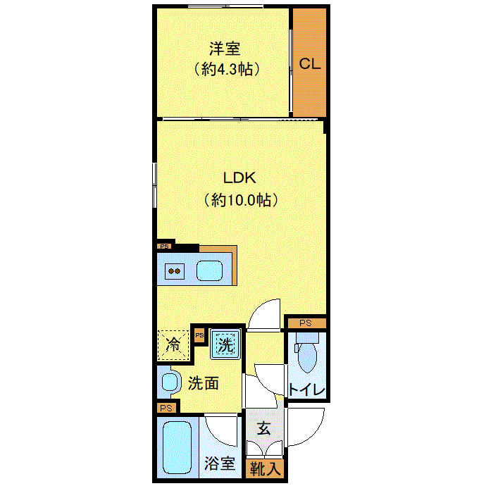 マンスリーリブマックス板橋区役所駅前WEST△『禁煙ルーム・1LDK・35平米』【Wi-Fi無制限・ローテーブルソファ】≪プレミアムシリーズ≫の間取り図
