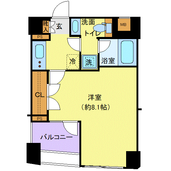 マンスリーリブマックス京葉線潮見・東京ベイサイド▲『禁煙ルーム・25平米』【Wi-Fi無制限・独立洗面・浴室乾燥付】≪エクセレントシリーズ≫の間取り図