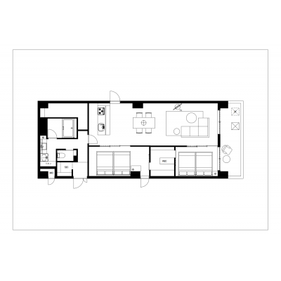 人気な赤坂エリア/広々2LDK/家具家電充実/CREAL　premier赤坂401の間取り図