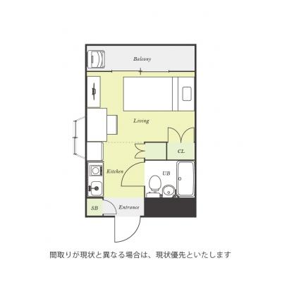 ユニオンマンスリー綱島３　306　1R・シングル☆【禁煙ルーム】人気の角部屋＆2面採光♪ショッピングモール・ライフガーデンまで徒歩約6分の間取り図